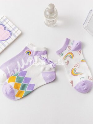 جوراب مچی طرح Rainbow