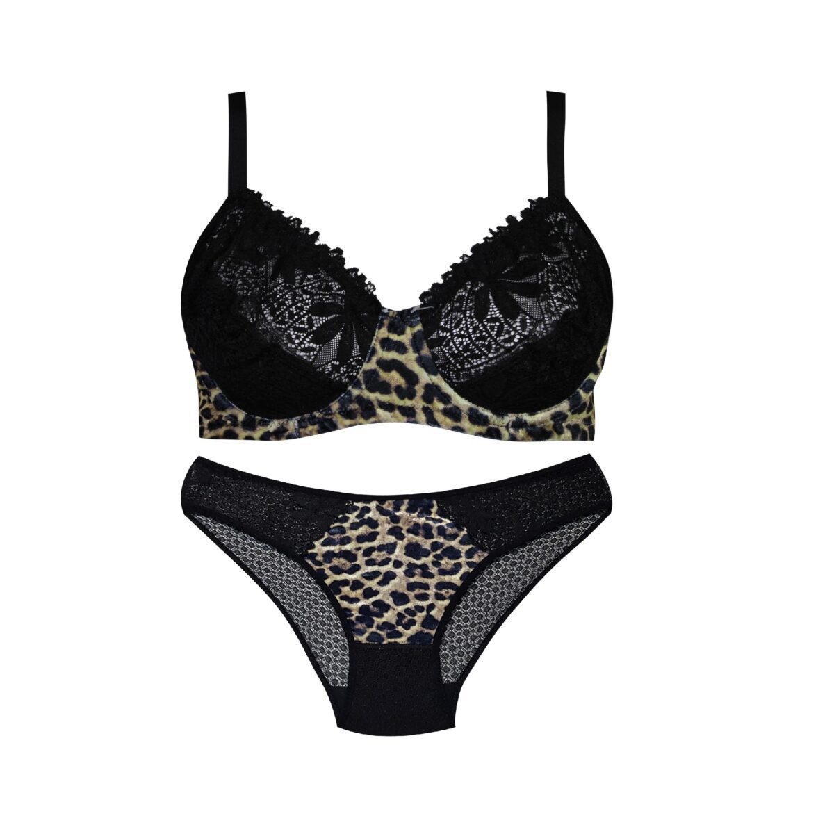 661f9f52fd757fc84774302e5782e263296809b1_1713563382 ست شورت و سوتین برندکارنا رز فنردارکد 102047-2پلنگی طلایی - تصویر 1