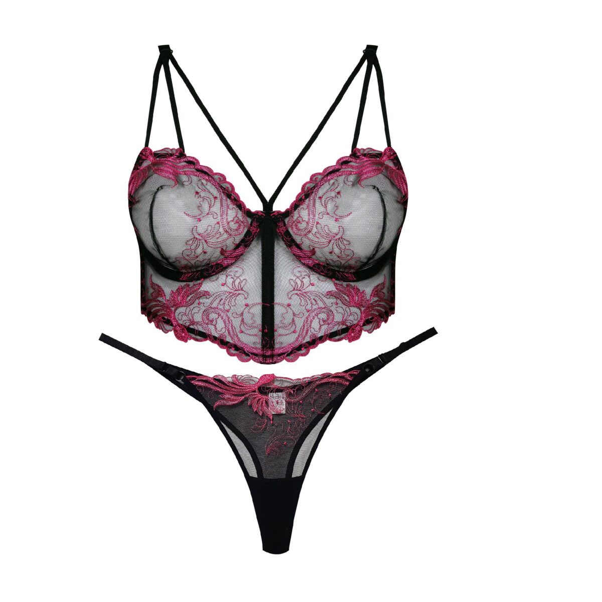 53271a8504a51aaa79e05bbadef898b6ef1a2acb_1736114401 ست شورت و سوتین برتافنردار کد 2511-EB مشکی - تصویر 1