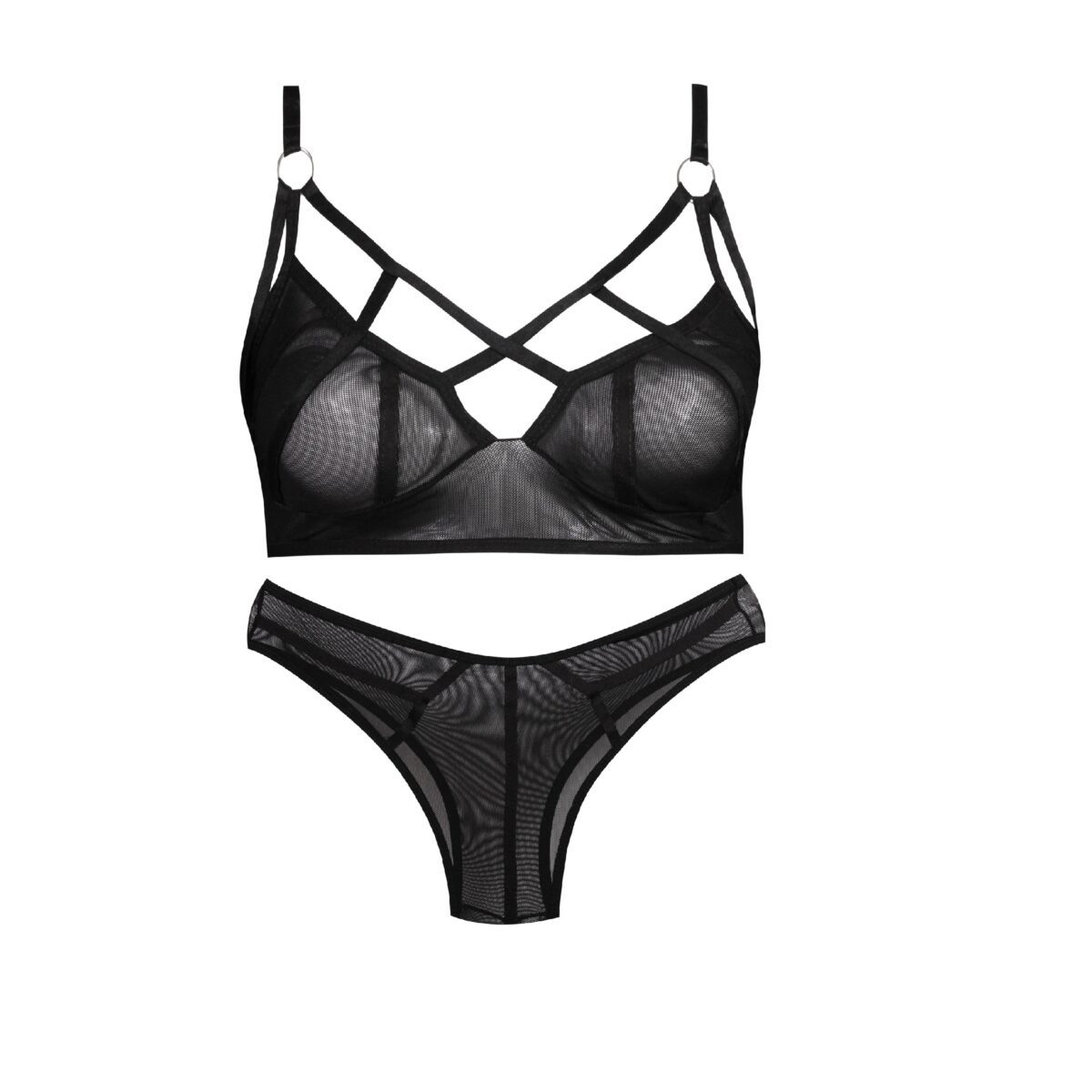 0c7989403aa446ec21d70d22802ccadaec99b6fe_1705573366 ست شورت و نیم تنه بدون فنر توری کد 104120 مشکی - تصویر 1