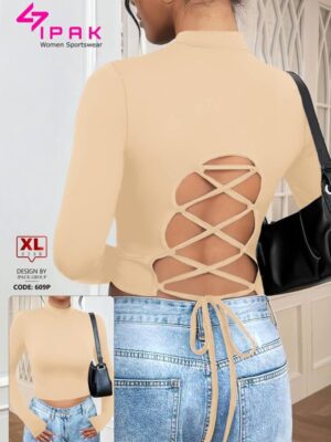 کراپ آستین بلند پشت ضربدری کد 105228