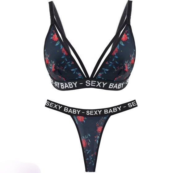 -215535_temp ست شورت و سوتین مشکی گل قرمز کد 5507 - تصویر 1