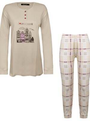 ست بلوز و شلوار زنانه لین مدل نخ پنبه کد 5196-156