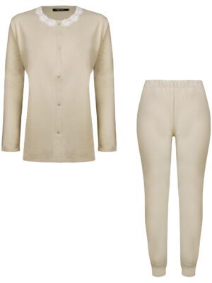 ست شومیز و شلوار زنانه لین مدل نخ پنبه جلو دکمه کد 5196-158