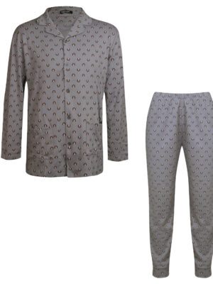 ست پیراهن و شلوار مردانه لین مدل نخ پنبه جلو دکمه دار کد 5197-495