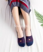 جوراب کالجی راه راه قلب دار