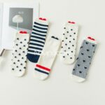 جوراب ساقدار پشت قلبی -سورمه ای راه راه (محصول لک دارد) - تصویر 2