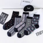 جوراب ساقدار گل گلی مشکی