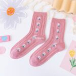 جوراب ساقدار گل گلی صورتی - تصویر 6