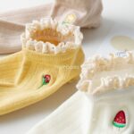 جوراب لبه گیپوری با گلدوزی میوه 1027 - تصویر 11