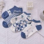 جوراب آبی گل گلی1029