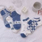 جوراب آبی گل گلی1029 - تصویر 8