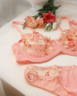 ست شورت و سوتین صورتی شکوفه بهاری سایز 85 - تصویر 3