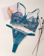 ست شورت و سوتین گیپور آبی سایز 85