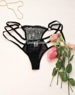 ست شورت و سوتین دانتل سبز شاین دار سایز 75 - تصویر 2