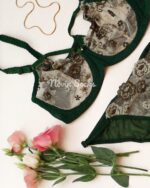 ست شورت و سوتین دانتل سبز سایز 90 - تصویر 2