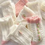 جوراب نیم ساق گل صورتی - تصویر 2