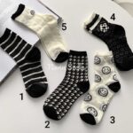 جوراب نیم ساق توری سفید مشکی طرحدار - تصویر 10