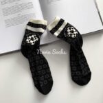 جوراب نیم ساق توری سفید مشکی طرحدار - تصویر 3