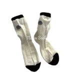 جوراب نیم ساق توری سفید مشکی طرحدار - تصویر 5