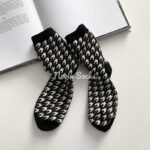 جوراب نیم ساق توری سفید مشکی طرحدار - تصویر 6