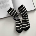 جوراب نیم ساق توری سفید مشکی طرحدار - تصویر 9