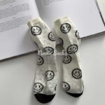 جوراب نیم ساق توری سفید مشکی طرحدار - تصویر 11