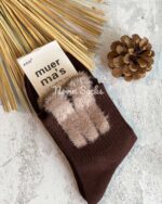 جوراب نیم ساق لبه موهر طرح خرسی - تصویر 5