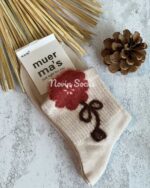 جوراب نیم ساق لبه موهر طرح خرسی - تصویر 6