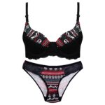 ست شورت وسوتین اسفنجی مشکی زیگزاگی104689 - تصویر 2