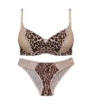 ست شورت و سوتین اسفنجی کد 104689 پلنگی کرم - تصویر 7