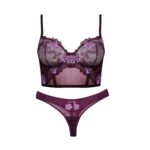 ست شورت و سوتین برتا فنردار کد 1041 بادمجانی