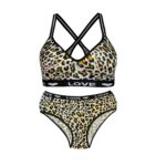 ست شورت و نیم تنه اسفنجی کد 105051 پلنگی طلایی