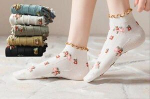 جوراب مچی لب فر گل برجسته کد 1532