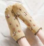 جوراب مچی لب فر گل برجسته کد 1532 - تصویر 4