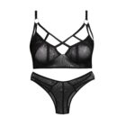 ست شورت و نیم تنه بدون فنر توری کد 104120 مشکی