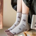 جوراب ساقدار گل گلی لب فر کد 1585