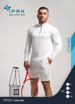 تیشرت نیم زیپ بلند با شلوارک مردانه کد 105222 - تصویر 2