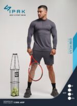 تیشرت نیم زیپ بلند با شلوارک مردانه کد 105222 - تصویر 5