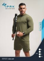 تیشرت نیم زیپ بلند با شلوارک مردانه کد 105222 - تصویر 6