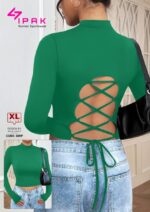 کراپ آستین بلند پشت ضربدری کد 105228 - تصویر 2