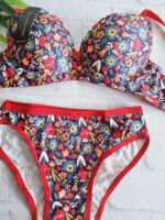 ست اسفنجی فنردار کد 104378 سرمه ای گل گلی - تصویر 2