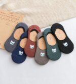 جوراب کالج گلدوزی گربه کد 1635 - تصویر 2