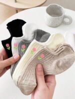 جوراب زیرقوزکی گلدوزی گل رز کد 1730