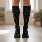 جوراب 3 ربع مشکی گلدار کد 1813