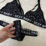 ست شورت و سوتین مشکی گل ریز کد 5511