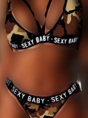 ست شورت و سوتین چریکی قهوه ای کد 5503