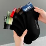 جوراب کش رنگی مشکی کد 1807