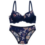 ست اسفنجی پوش فنردار سرمه ای گلدار کد 5571-1 - تصویر 2