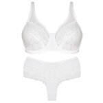 ست شورت و سوتین زنانه شاندرمن مدل فنردار گیپور گلدار کد 5080-2464-03